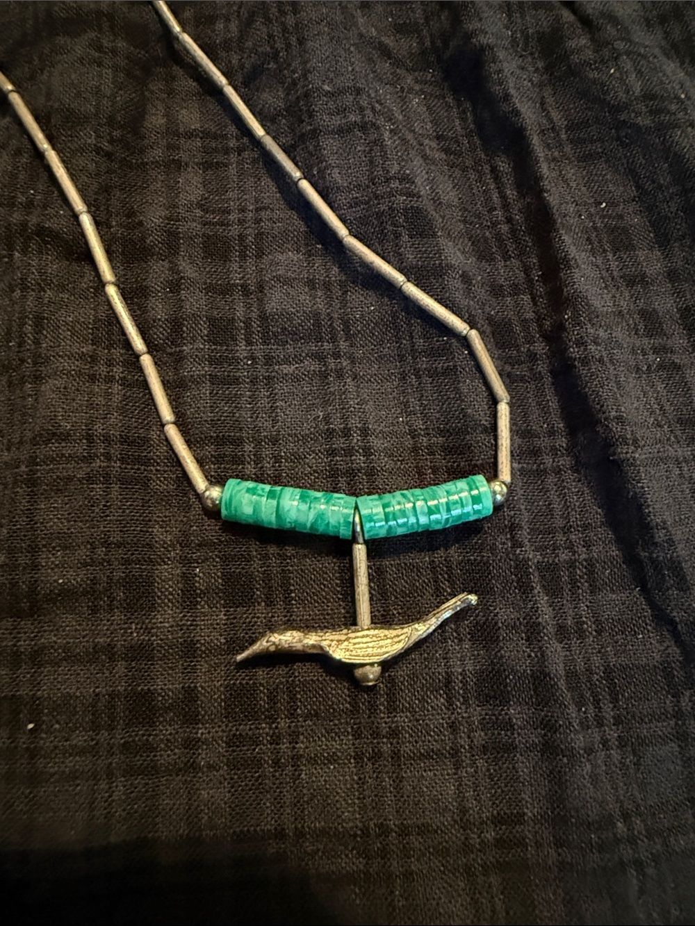 Bird Fetish Pendant Turquoise Necklace